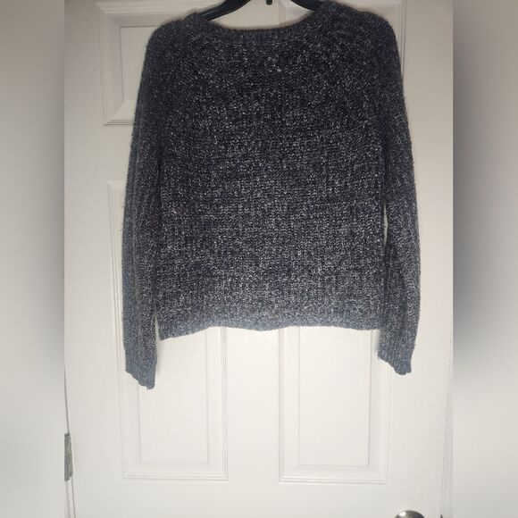 aj M Gray White Reglan Lngslvs Cropped  Wool Blend Crew Neck Women's Sweater - Picture 4 of 4